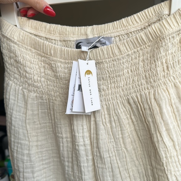 Cream Wide Leg Cotton Pant size S/M - Picture 7 of 7